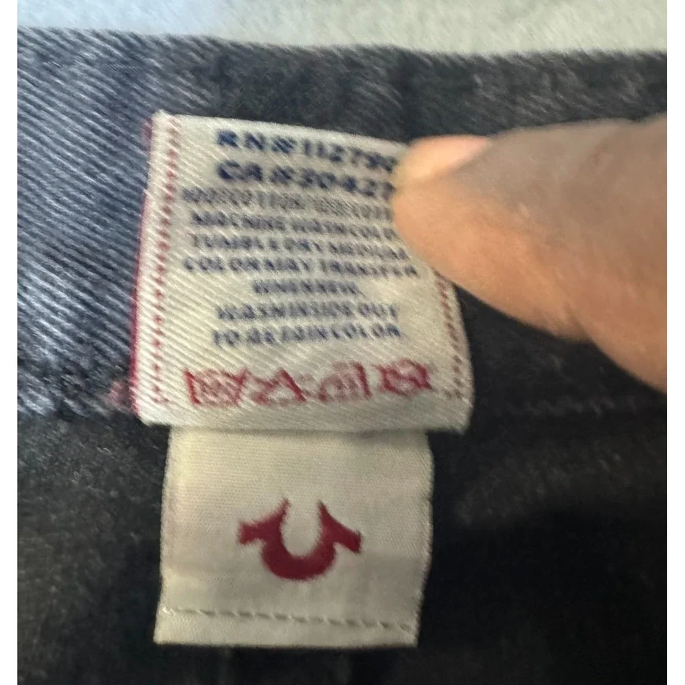 True Religion Billy Super T Men 40 Black Faded Straight Jeans Made in USA